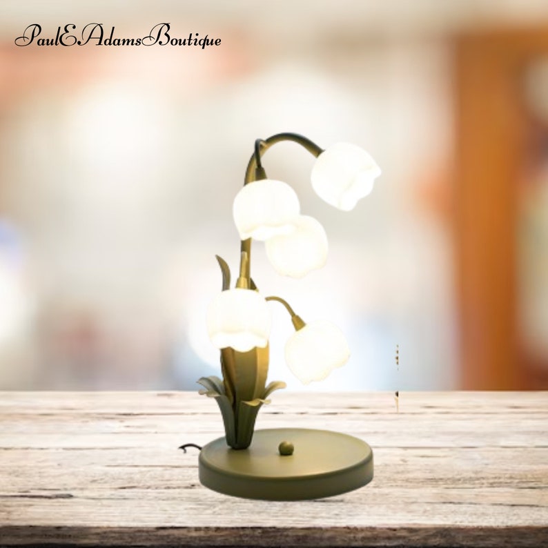 Lily of the Valley Lamp, Flower Table Lamp, and Floral Glass Lamp Shades Etsy