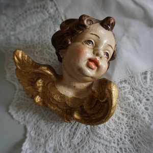 Vintage figure angel angel putto putte wood carved wood carved around 1980 (E23-057)