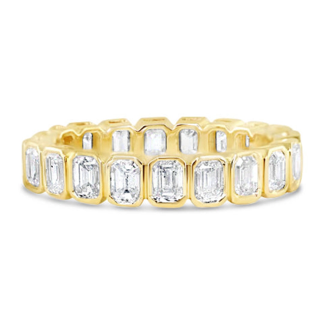 Bezel Set Emerald Cut Diamond Full Eternity Band / Certified Lab Grown ...