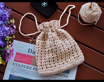 Sac au crochet, Sac beige, Sac cadeau