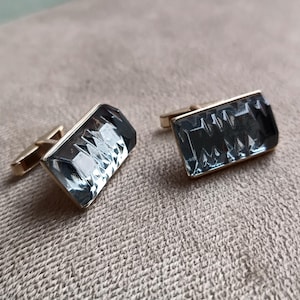 Vintage glass cufflinks, rectangular glass cufflinks