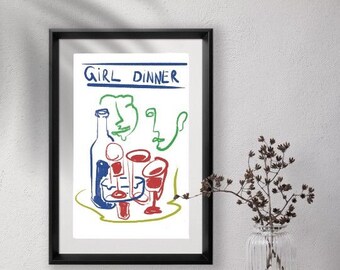 Girl dinner print