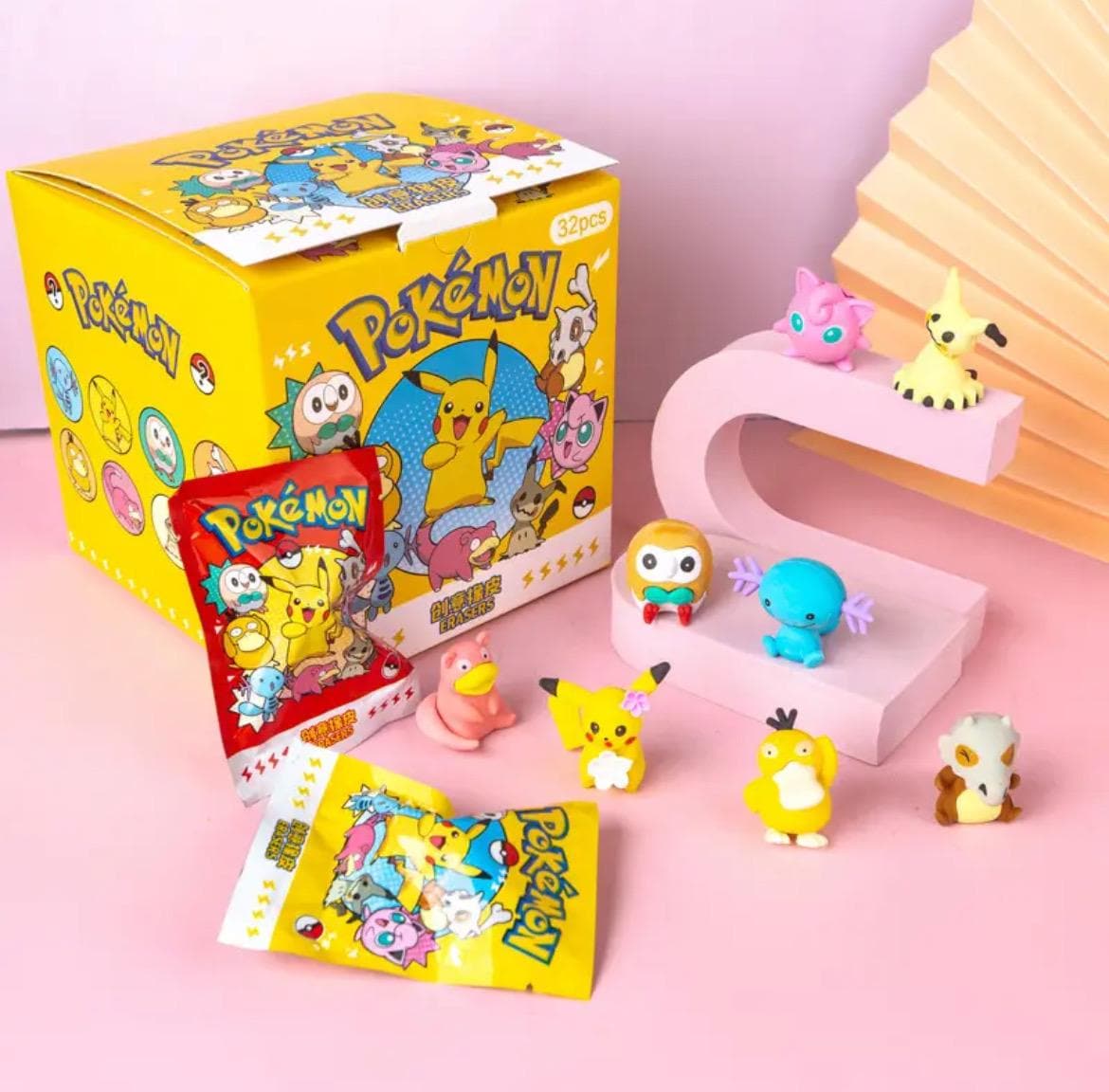 Box of 32 Pokemon Eraser Blind Bags | Surprise School Eraser | Birthday Favors | Surprise Gift Bag | Pikachu Pokemon Mystery Box