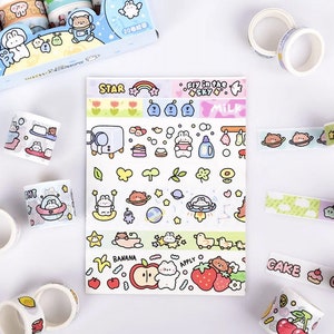 Washi Tape Kawaii Set | 20 rolls | Kawaii Tape for DIY Crafting | Supplies for Crafts | Cute Cartoon DIY Masking Tape | Kawaii Fruit Set