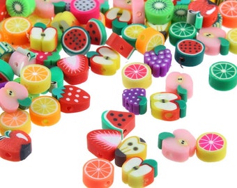 100 Fruit Polymer Clay Beads | Kids Jewelry Making Supplies