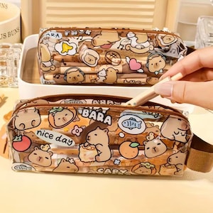 2 Capybara Transparent Pencil Cases | School Supplies | Waterproof Portable Pencil Case | Kids Stationery