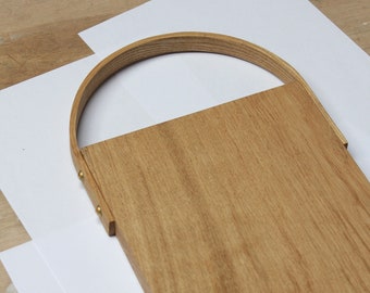 English Oak Chopping Board With Steam Bent Ash Handle, Handmade in Cornwall