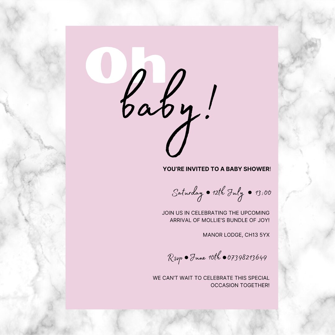 Editable Pink Baby Shower Invitation Etsy