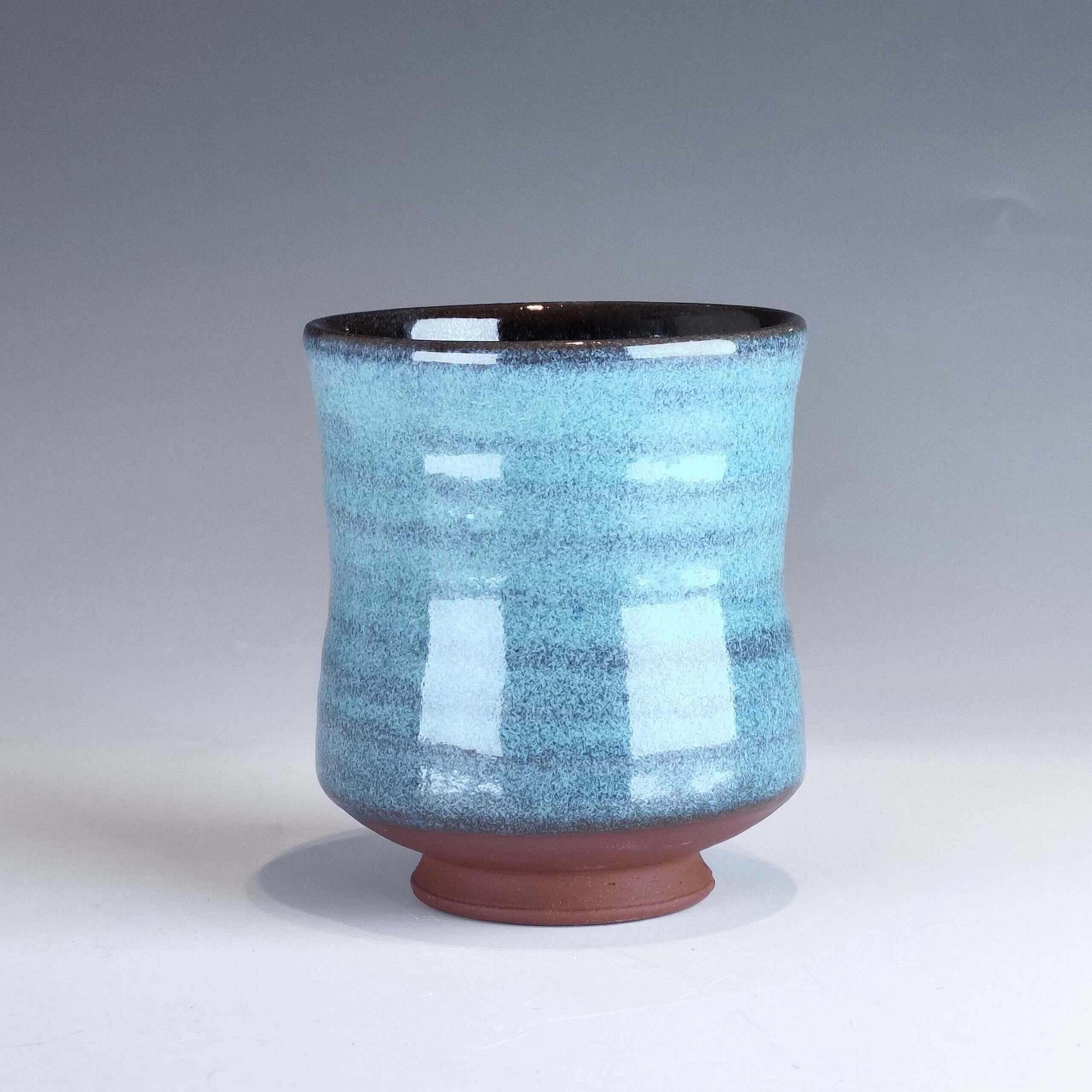 Shimmering Blue-Glazed Yunomi Tea Cup - Handmade Studio Pottery/Ceramics