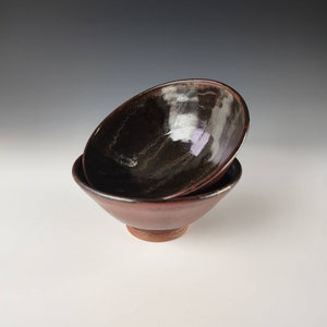 Bowls with Iron Red and Striped Black Glazes - Handmade Studio Pottery/Ceramics