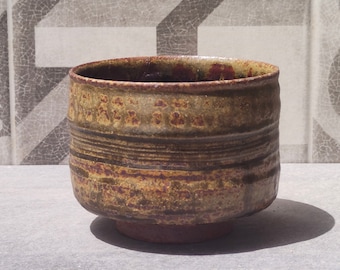 Ceramic Chawan Matcha Tea Bowl with Ash Glaze - Handmade Studio Pottery