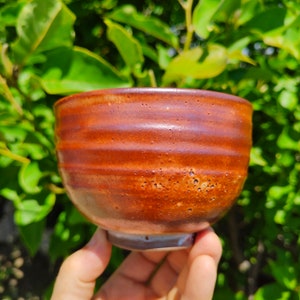 Ceramic Chawan/Tea Bowl with Gold-Rust Shino Glaze - Handmade Studio Pottery