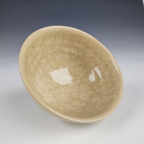 Beautiful Snowflake Crackle-Glazed Small Pottery Bowl - Handmade Studio Ceramics