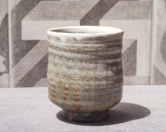 Yunomi Tea Cup with Green Ash Glaze - Handmade Studio Pottery/Ceramics