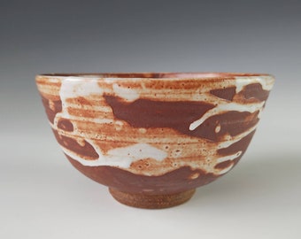 Ceramic Ramen Bowl - Splashed Shino-Type Glaze - Handmade/Hand-Thrown Studio Pottery