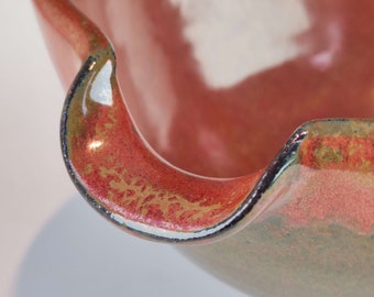 Mixing/Pouring Bowl with Red Iron Glaze - Handmade Studio Ceramics/Pottery