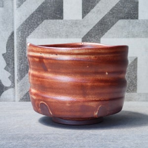 Ceramic Chawan/Matcha Tea Bowl with Toasty Shino Glaze  - Handmade Studio Pottery