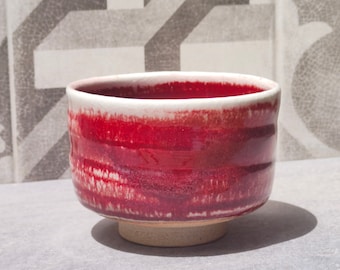 Chawan-Style Tea Bowl with Copper Red Glaze - Handmade Studio Pottery/Ceramics