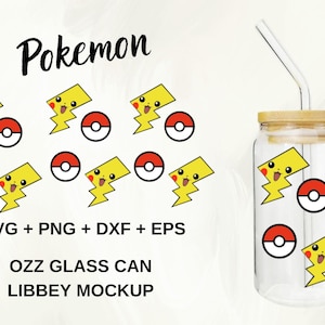 Pokemon Libbey Bundle, Poke Glass Can Bundle,Libbey Glass Wrap,Libbey Wrap Svg,poke Svg