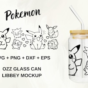 Pokemon Libbey Bundle, Poke Glass Can Bundle,Libbey Glass Wrap,Libbey Wrap Svg,poke Svg