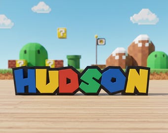 Gepersonaliseerd naambordje in Super Mario-stijl, aangepast naambordje, slaapkamerinrichting