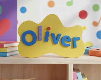 Personalised Wiggles Style Name Sign, Custom name plate, Bedroom decor