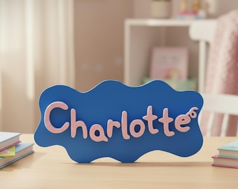 Personalised Peppa Pig Style Name Sign, Custom name plate, Bedroom decor