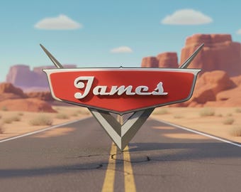 Personalised Disney Cars Style Name Sign, Custom name plate, Bedroom decor