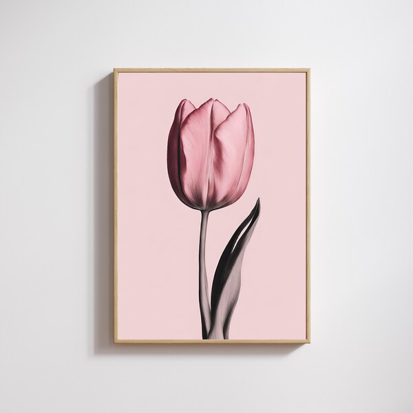 Floral Home Decor High Quality Tulip wall art Modern Light Pink Flower Bedroom Printable Digital download