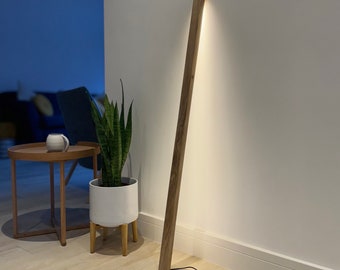 Nordic style freestanding oak floor lamp - black edition - warm LED light | solid wood | modern scandi | dimmer - Made to order