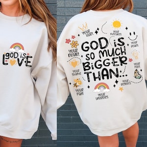 God is zoveel groter dan SVG, God is liefde SVG, Schrift SVG, Christelijk shirt SVG, Christelijk Pasen SVG, Christelijk Pasen PNG, God SVG
