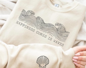 Happiness Comes in Waves SVG PNG: Summer Shirt Design (Digital Download)