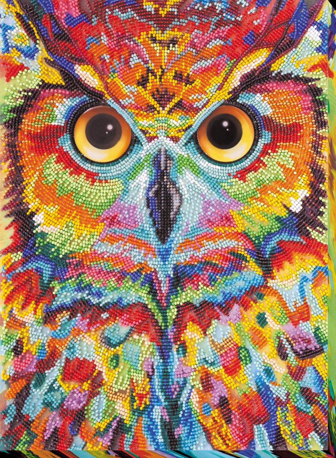 Bead Embroidery Kit “owl Ammolite” | DIY Beaded Art on Natural Canvas ...