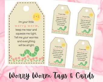 Worry Worm Tags & Worry Worm Cards Printable Tags for Crochet Worry Worm Poem 2 Sizes Worry Worm Poem Tags Printable Labels Printable PDF