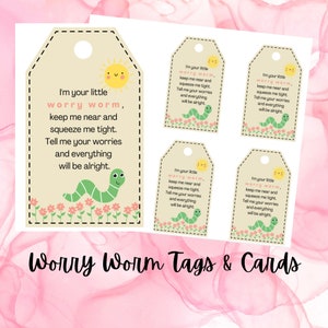 Etichette Worry Worm e carte Worry Worm Etichette stampabili per uncinetto Poesia Worry Worm 2 dimensioni Etichette Worry Worm Poem Etichette stampabili PDF stampabile
