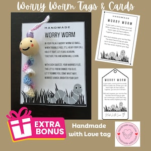 Worry Worm Tags & Worry Worm Cards Printable Tags for Crochet Worry Worm Poem 3 Sizes Printable Labels Printable PDF Instant Download