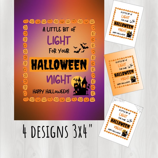 Printable Halloween Glow Stick Tag Halloween Night Glow Stick Card for Halloween Party Favor Halloween Favor Tags Glow Tag Instant Download