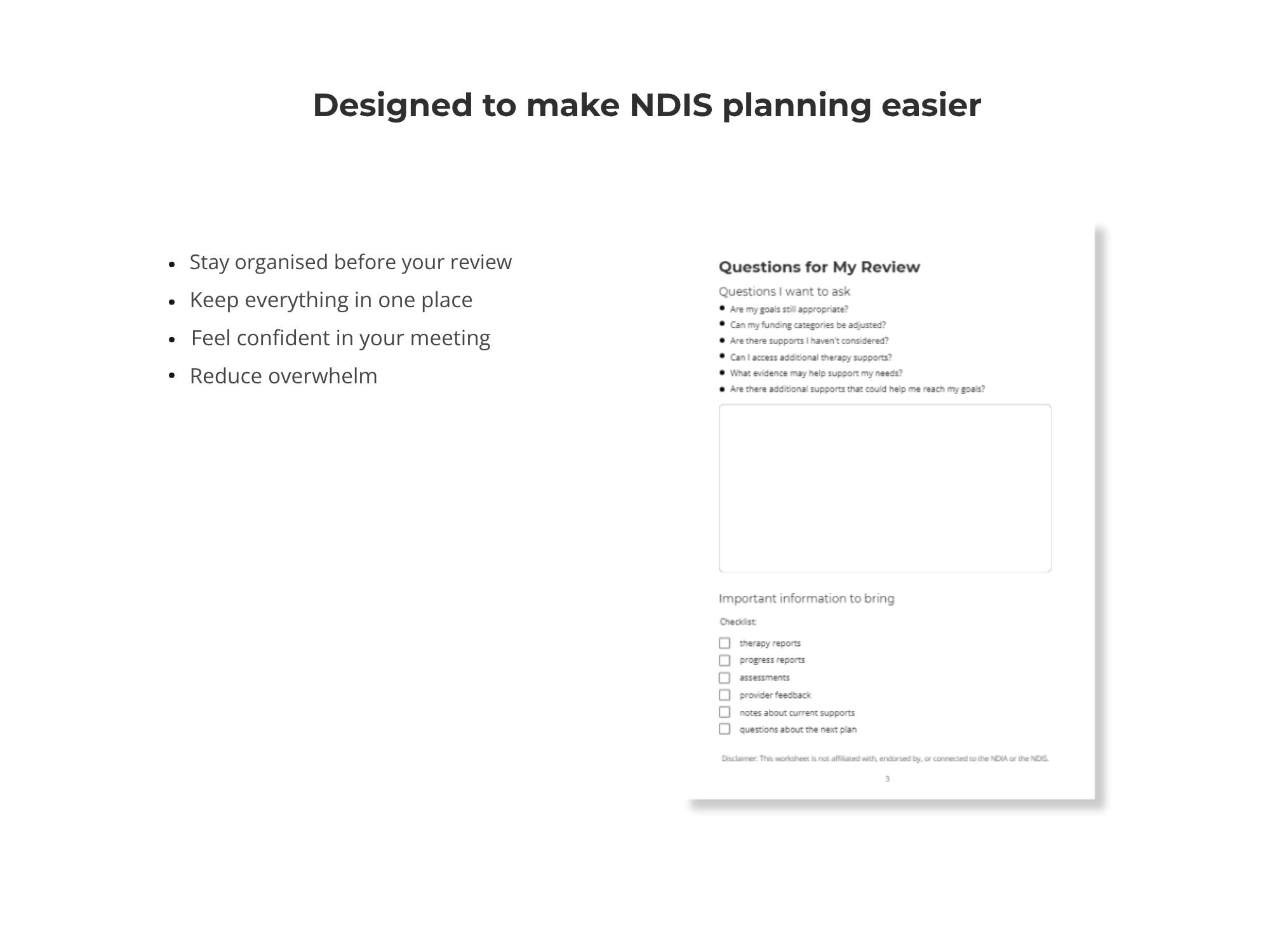 Ndis Mobilization Checklist.pdf NDIS Plan Review Checklist Printable | NDIS Review Preparation ...