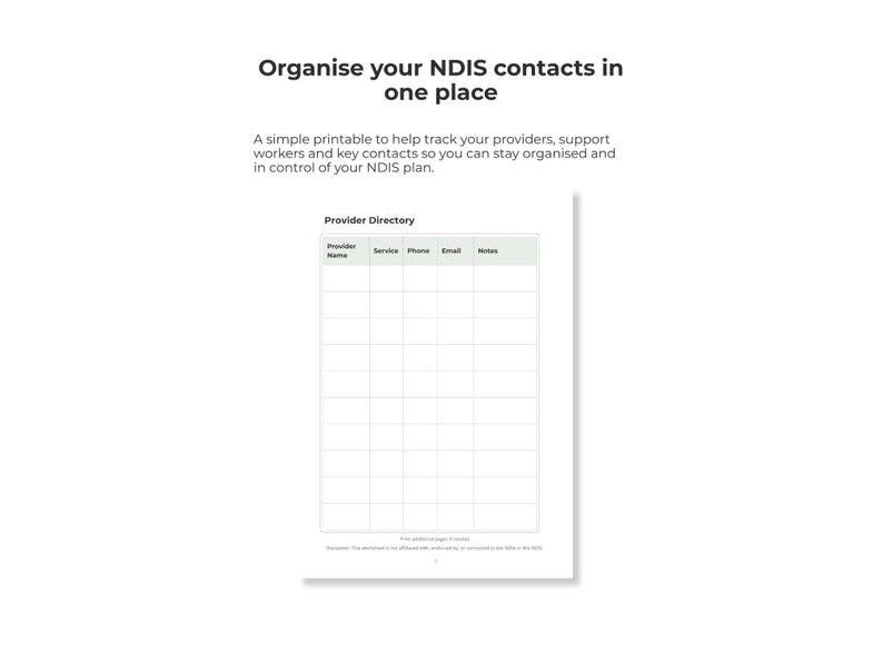 Ndis Checklist.pdf NDIS Provider Tracker Printable | NDIS Contact List Worksheet | Support ...