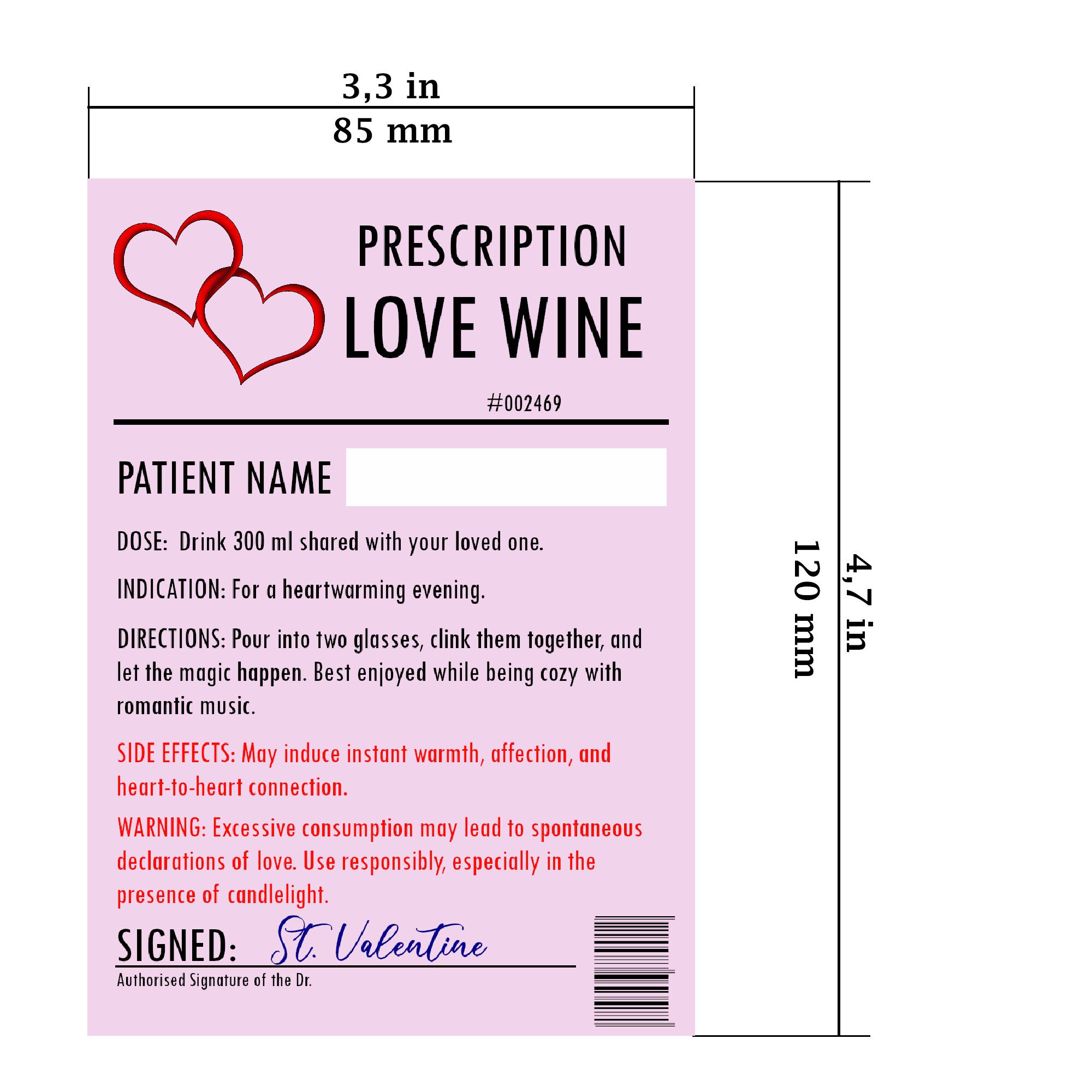 Prescription Wine Bottle Label PNG, Funny Gift for Valentine's Day ...