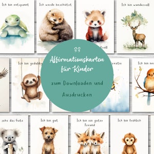 33 Affirmationskarten für Kinder, Selbstbewusstsein, Positivität, Digitaler Download, PDF, Frühling, Mutmacher, Ausdrucken, Ostergeschenk