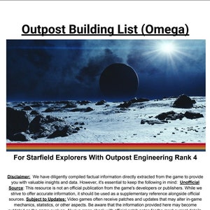Outpost Building List (Omega), Star field, X box, PC, Steam, RPG