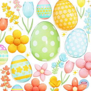 Niedliche Oster Dekoration 3D Clipart, 33 PNG / JPG / EPS, Sofort download, Kommerzielle Nutzung