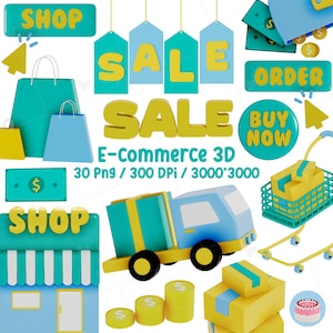 Online Shopping Clipart Set 30 PNG, e commerce Clipart, Instant Download, kommerzielle Nutzung