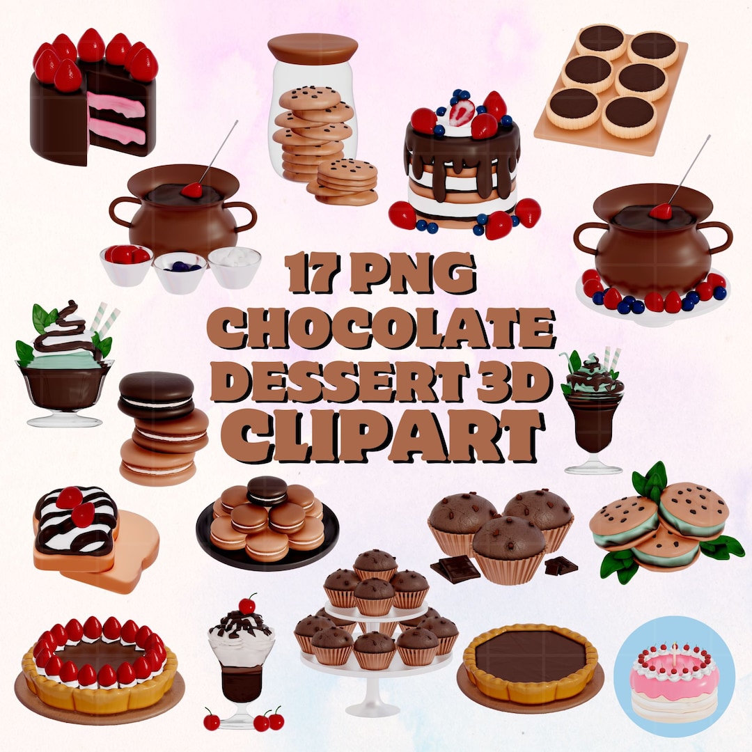 Chocolate Dessert Clipart Set 17 PNG Chocolate Lovers - Etsy