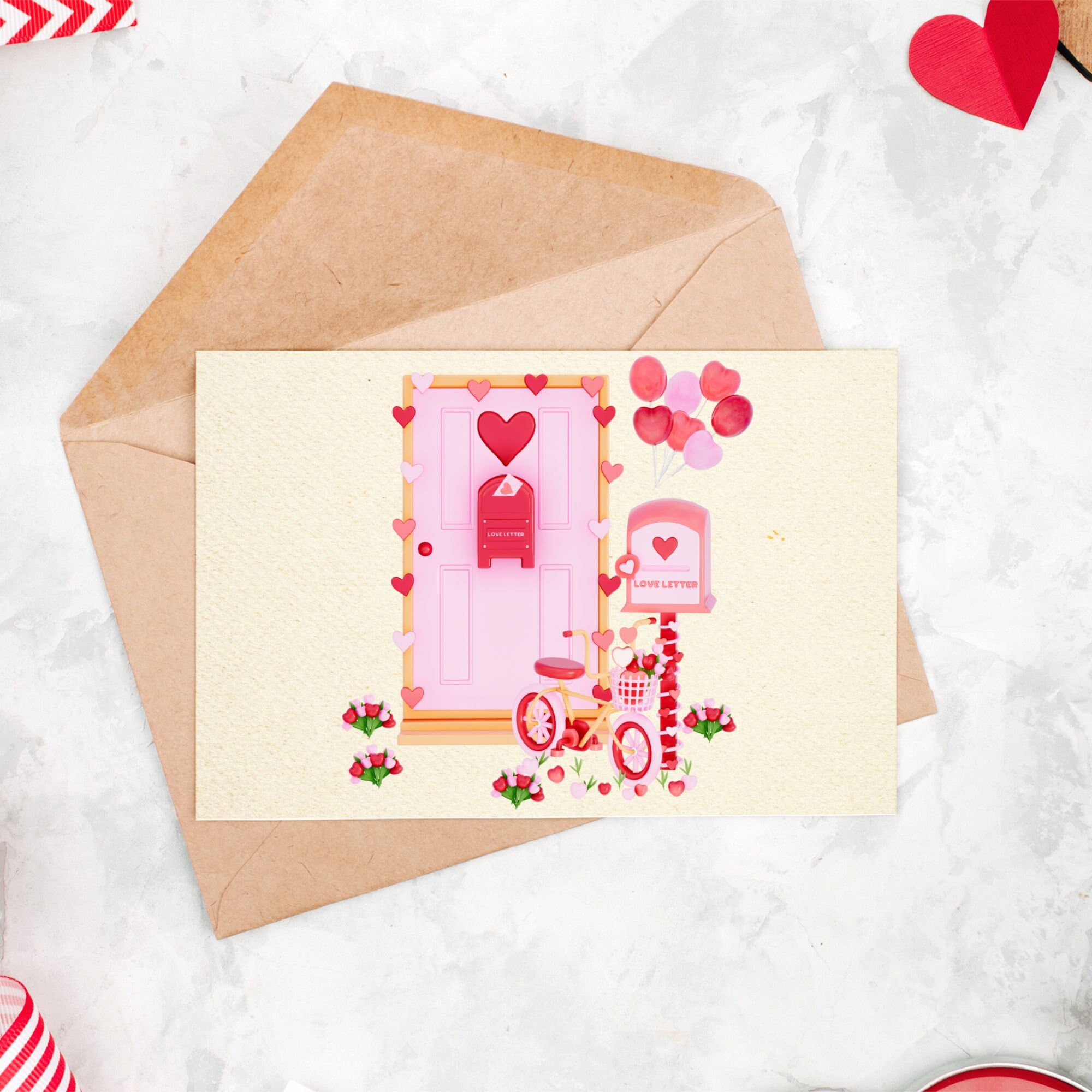 Valentine Mailbox Clipart: 3D Hand-drawn Pngs (instant Download) - Etsy