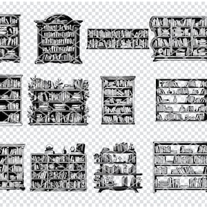 LIBRARY BOOKSHELF SVG, Library Bookcase Svg Files For Cricut, Wooden Library Shelve Clipart, Laser Cut Files