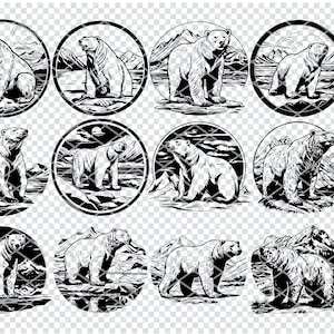 POLAR BEAR SVG, Arctic Polar Bear Svg Files For Cricut, Glacier Polar Bear Clipart, Laser Cut Files