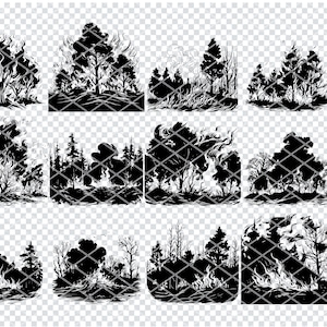 BOS WILDFIRE SVG, Forest Bushfire Svg-bestanden voor Cricut, bosbrand clipart, laser gesneden bestanden