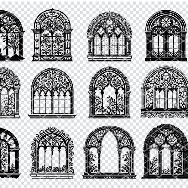 GOTHIC VICTORIAN WINDOW Svg, Medieval Victorian Window Svg Files For Cricut, Haunted Window Clipart, Laser Cut Files